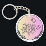 Elegant Floral Pastel Circle Aesthetic Design Key Ring<br><div class="desc">A soft pastel gradient circle featuring delicate hand-drawn floral artwork. This elegant and minimal design gives a calm, aesthetic vibe—perfect for t-shirts, stickers, and everyday accessories. Ideal for nature lovers and those who appreciate subtle beauty.</div>