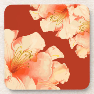 Elegant Floral Pastel Peach Hard plastic coaster