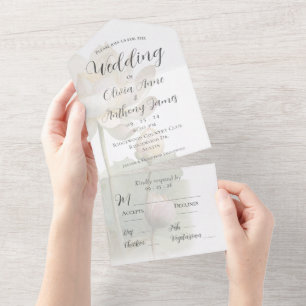 Elegant Floral Pastel Wedding All In One Invitation