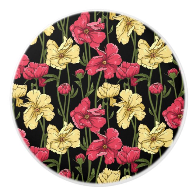 Elegant floral pattern 2 ceramic knob (Front)