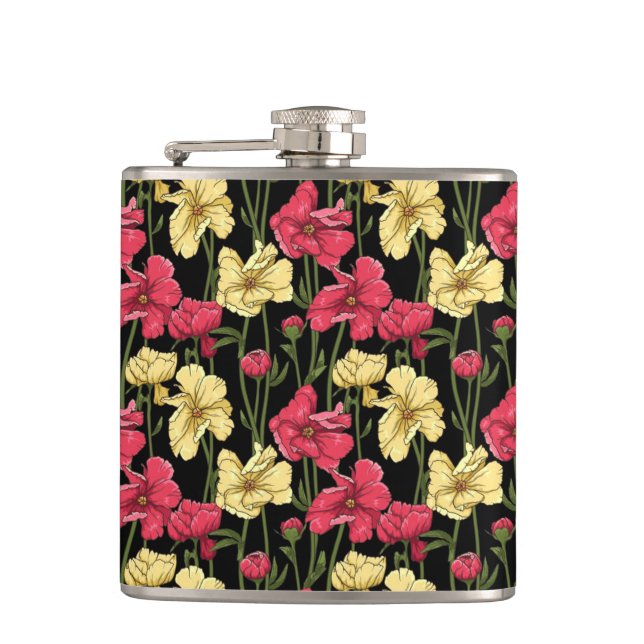 Elegant floral pattern 2 hip flask (Front)
