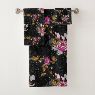 Elegant floral pattern bath towel set