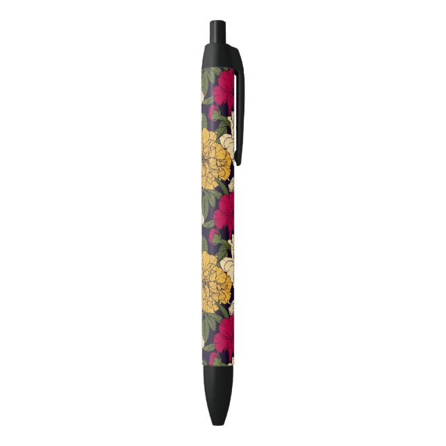 Elegant floral pattern black ink pen (Bottom (Vertical))
