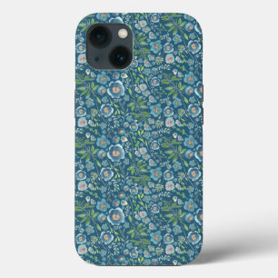 Elegant Floral Pattern Blue iPhone 13 Case