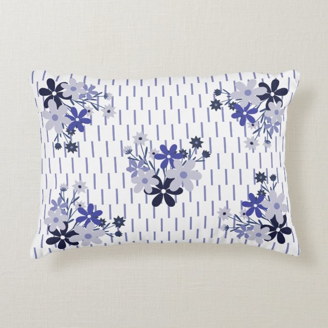 Elegant floral pattern blue purple violet  decorative cushion (Front)