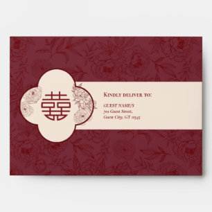 Elegant Floral Pattern Chinese Wedding Invitation Envelope