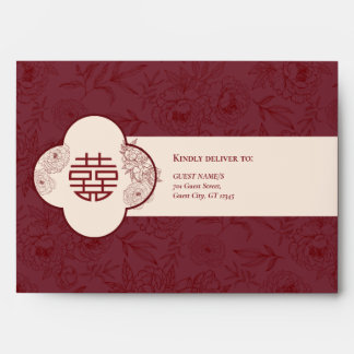 Elegant Floral Pattern Chinese Wedding Invitation Envelope