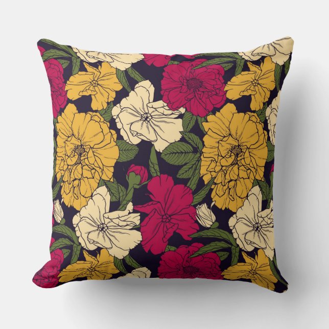 Elegant floral pattern cushion (Front)