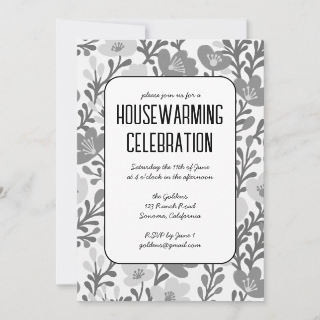 Elegant Floral Pattern Custom HOUSEWARMING PARTY Invitation (Front)