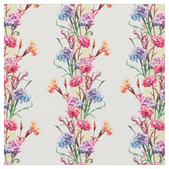 Elegant Floral Pattern Cute Light Pretty Carnation Fabric (Close Up)