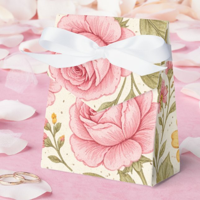 Elegant Floral Pattern Design – Timeless Botanical Favour Box (Wedding)