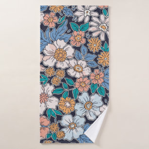 Elegant floral pattern in small hand draw flower. bath towel