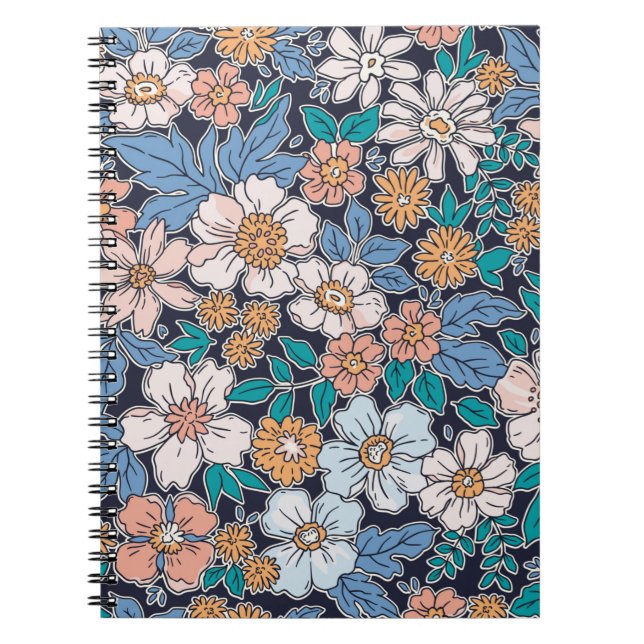 Elegant floral pattern in small hand draw flower.  notebook (Front)