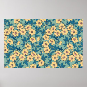 Elegant floral pattern in small hand draw flower. poster