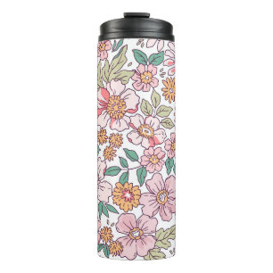 Elegant floral pattern in small hand draw flower. thermal tumbler