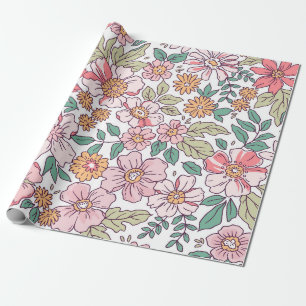Elegant floral pattern in small hand draw flower. wrapping paper