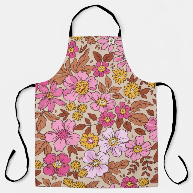Elegant floral pattern in small hand draw flowers. apron (Front)