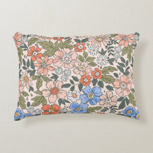 Elegant floral pattern in small hand draw flowers decorative cushion