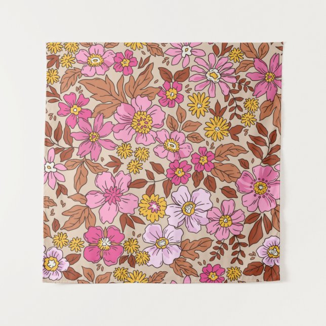 Elegant floral pattern in small hand draw flowers. tapestry (Front)