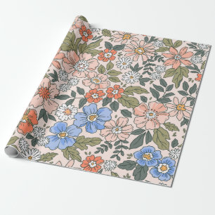 Elegant floral pattern in small hand draw flowers  wrapping paper