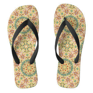 Elegant floral Pattern kaleidoscope Thongs