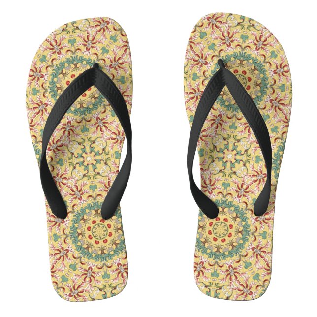 Elegant floral Pattern kaleidoscope Thongs (Footbed)