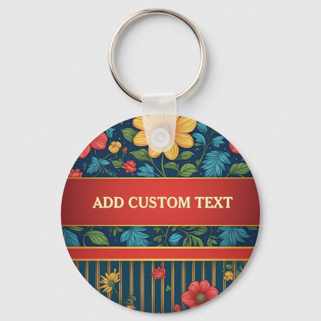Elegant Floral Pattern Key Ring (Front)