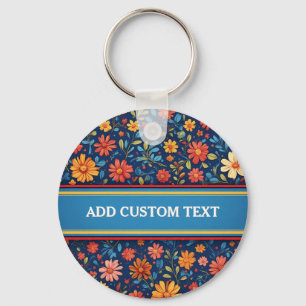 Elegant Floral Pattern Key Ring