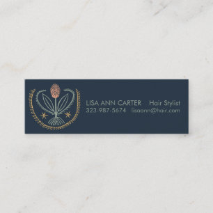 Elegant Floral Pattern Lucile Tile Deep Blue Mini Business Card