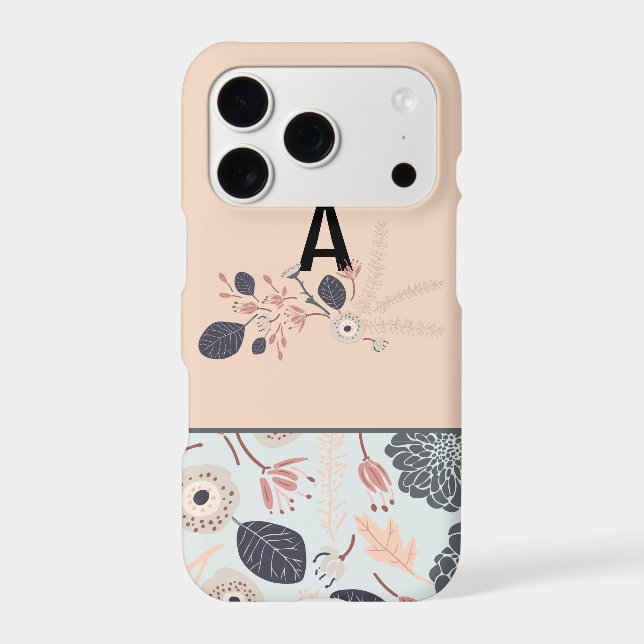 Elegant Floral Pattern Monogram Initial (Back)