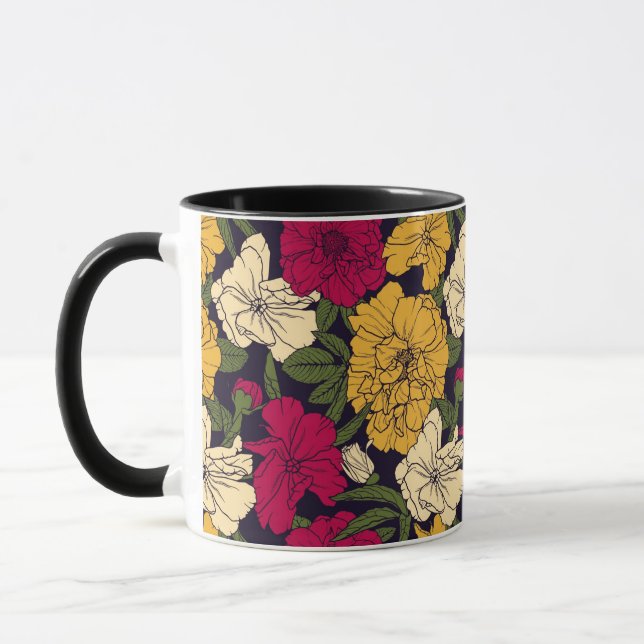 Elegant floral pattern mug (Left)