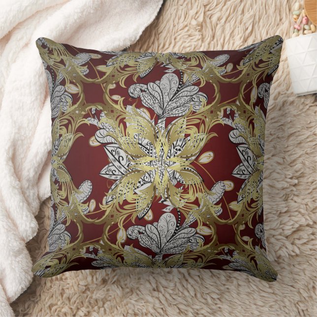 Elegant Floral Pattern Neutral Colours Gold Elemen Cushion (Blanket)