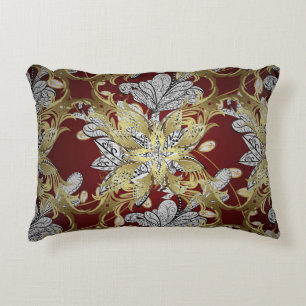 Elegant Floral Pattern Neutral Colours Gold Elemen Decorative Cushion