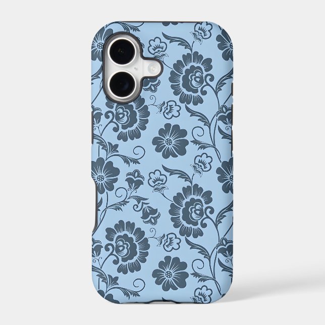 Elegant Floral Pattern on Light Blue Back (Back)
