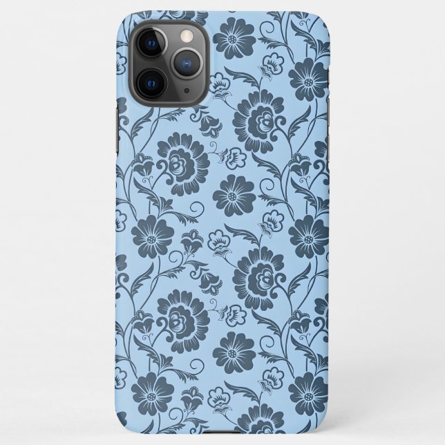 Elegant Floral Pattern on Light Blue Back iPhone Case (Back)