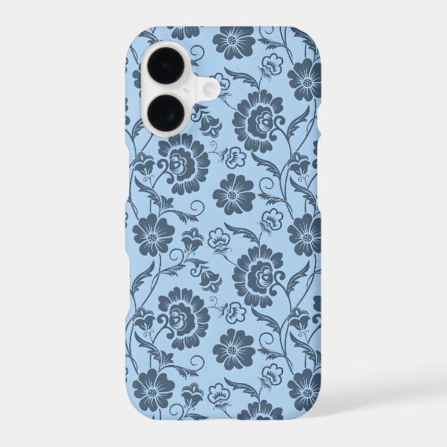 Elegant Floral Pattern on Light Blue Back iPhone Case (Back)
