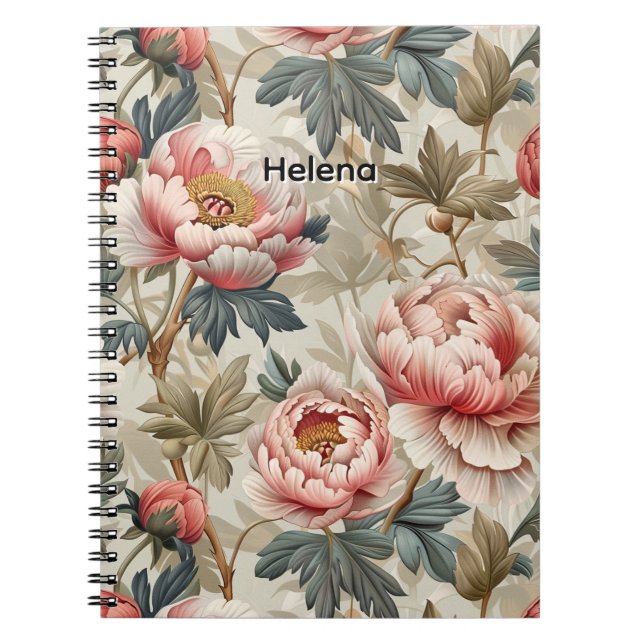 Elegant floral pattern. Pale pink peonies  Notebook (Front)