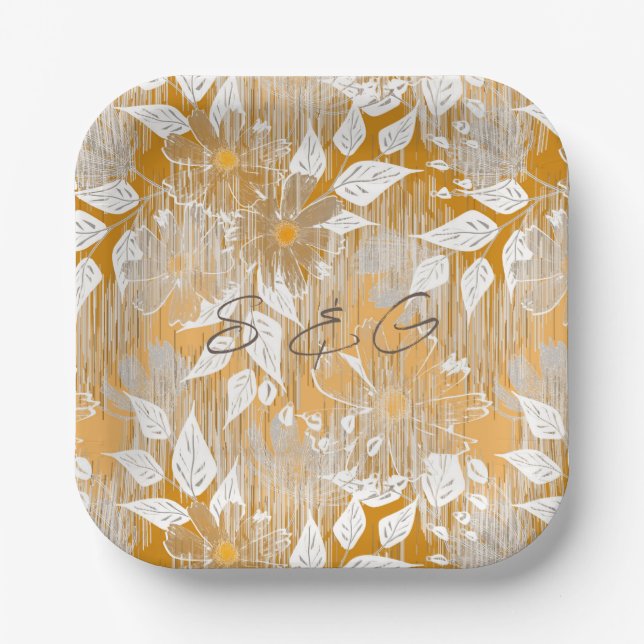 Elegant floral pattern.  paper plate (Front)
