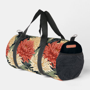 Elegant Floral Pattern Personalised Name Duffle Bag