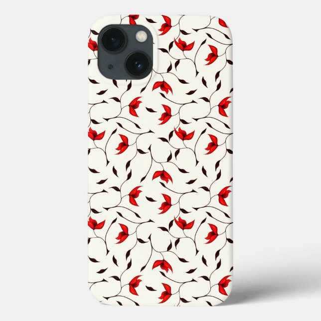 Elegant Floral Pattern Red Flowers Case-Mate iPhone Case (Back)