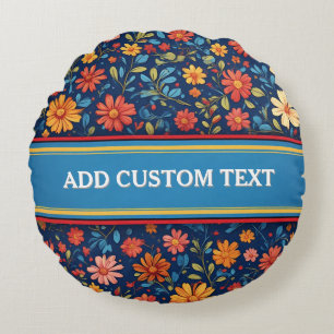 Elegant Floral Pattern Round Cushion