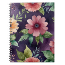 Elegant Floral Pattern Spiral Photo Notebook