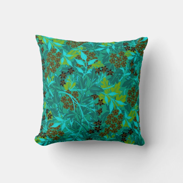 Elegant Floral Pattern | Teal & Turquoise Cushion (Front)