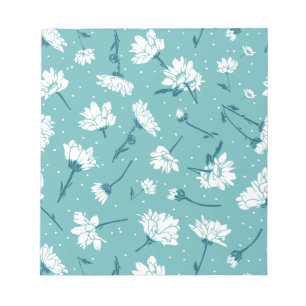 Elegant Floral Pattern - Teal & White Botanical Notepad