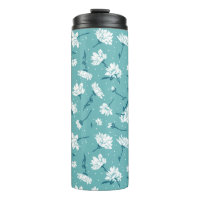 Elegant Floral Pattern - Teal & White Botanical