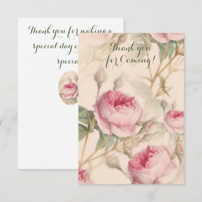 Elegant Floral Pattern Thank You for Coming Card (Front/Back)