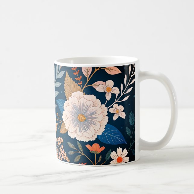 Elegant Floral Pattern | Vibrant Botanical Art Des Coffee Mug (Right)