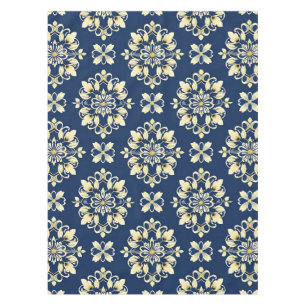Elegant Floral Pattern with Golden Accents Tablecloth