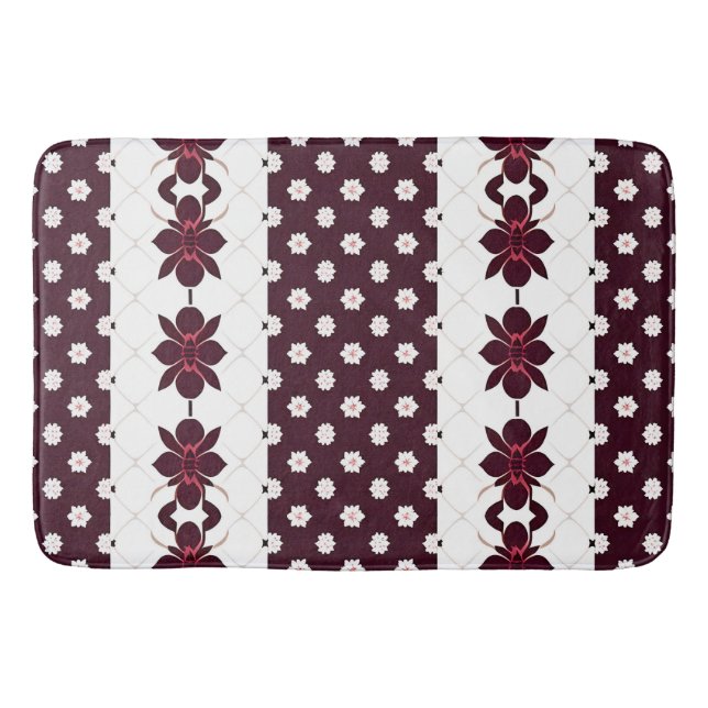 Elegant Floral Pattern with Lotus and Blossom Bath Mat (Front)