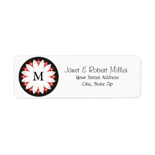 Elegant Floral Pattern With  Monogram Return Address Label